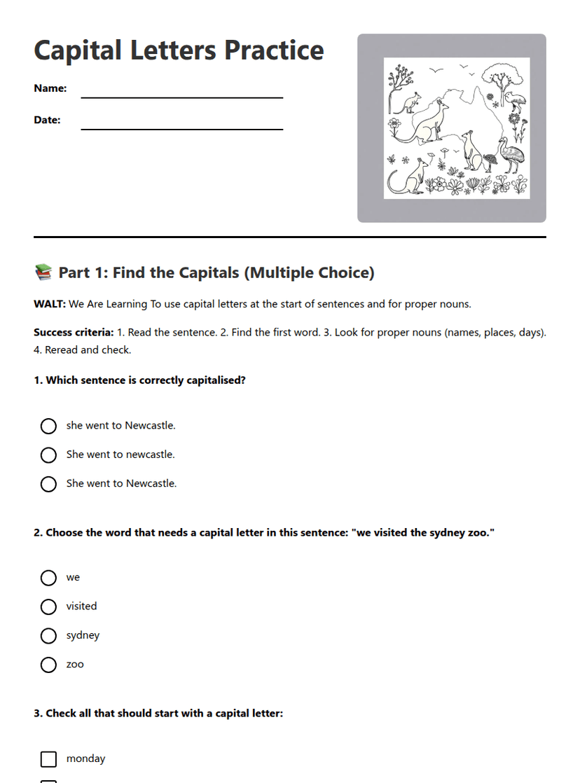 Capital Letters Practice