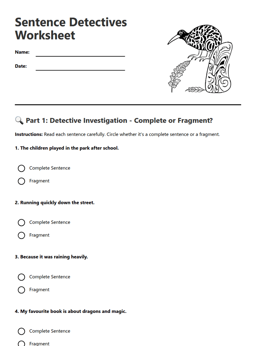 Sentence Detectives Worksheet