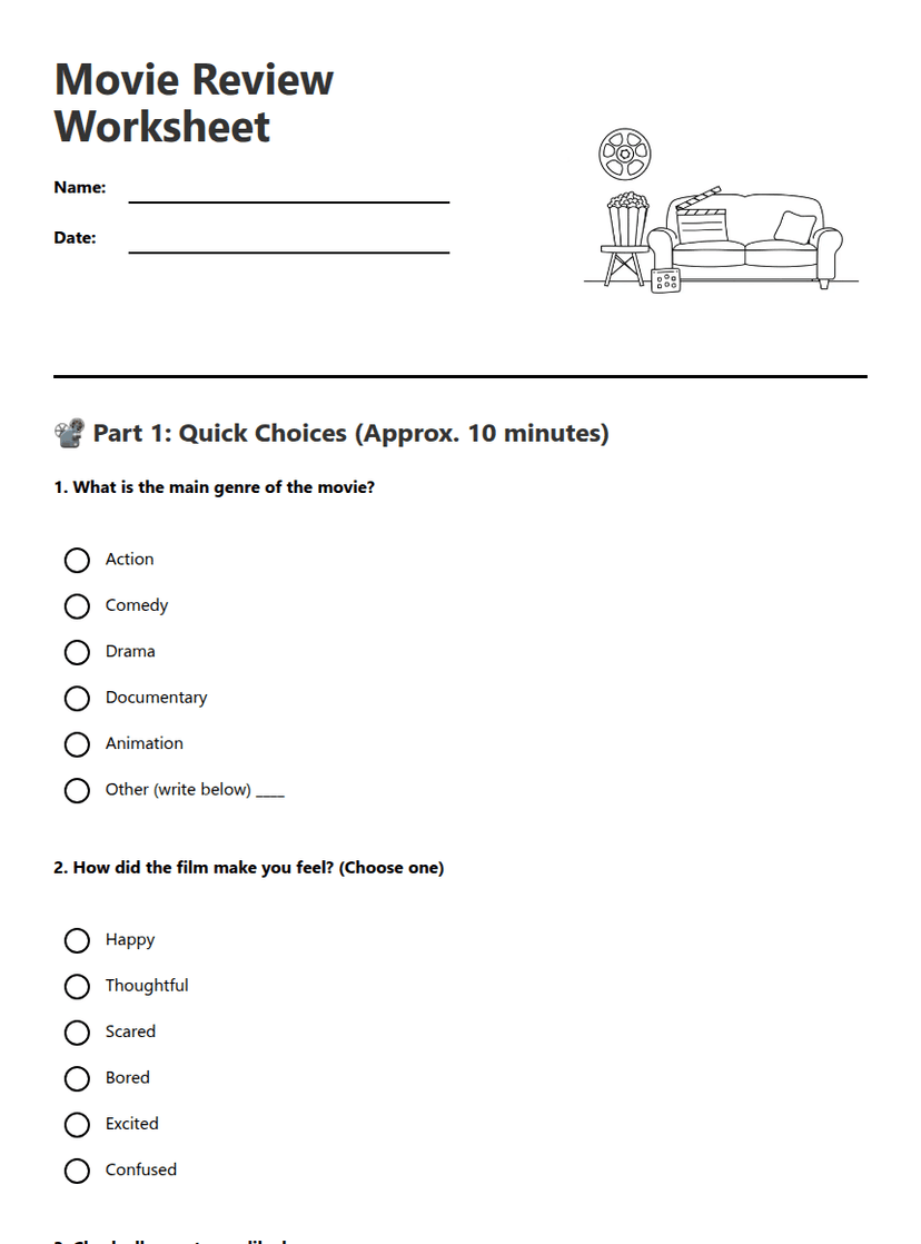 Movie Review Worksheet