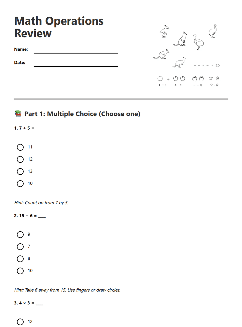 Math Operations Review
