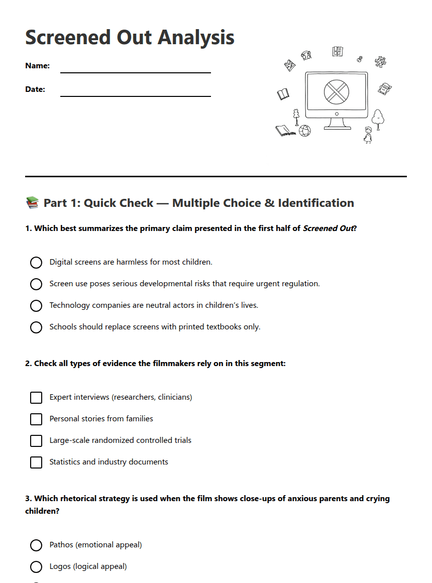Screened Out Analysis worksheet preview