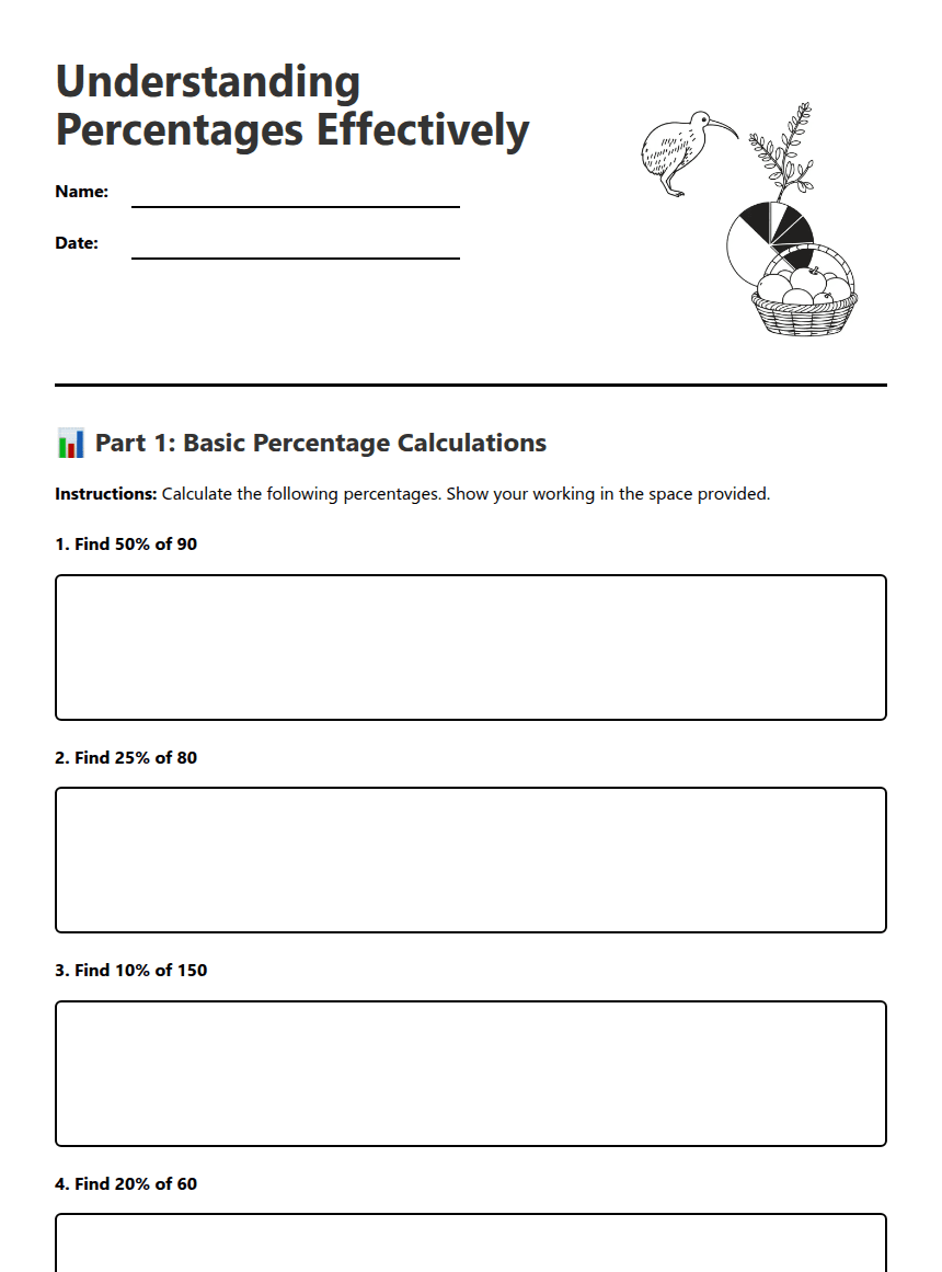 Understanding Percentages Effectively worksheet preview