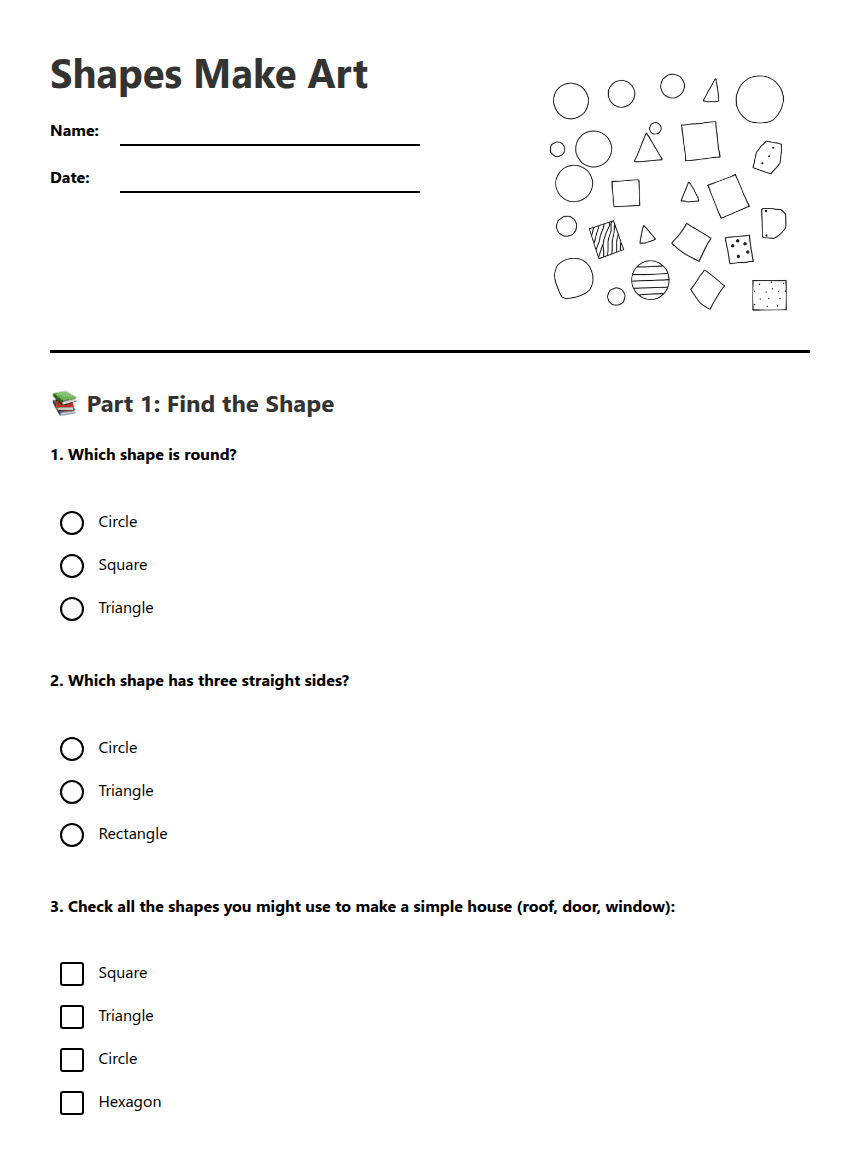 Shapes Make Art worksheet preview