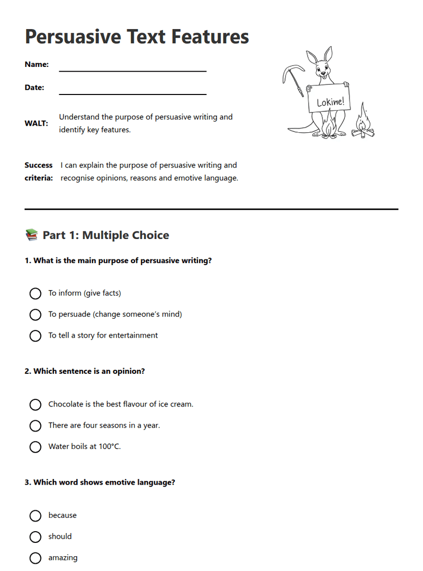 Persuasive Text Features
